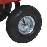 Wood Wagon ALL Terrain Pulling Red w/ Wood Railing Children Kid Garden Cart