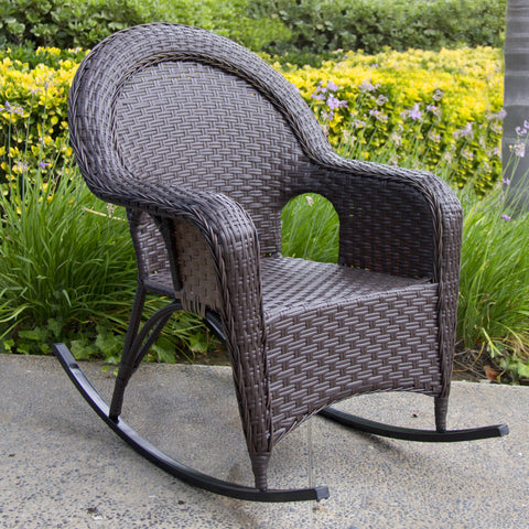 Outdoor Wicker Rocking Lounge Chair Weather Proof Patio Furniture Yard Garden