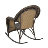 Outdoor Wicker Rocking Lounge Chair Weather Proof Patio Furniture Yard Garden