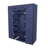 53” Portable Closet Storage Organizer Wardrobe Clothes Rack With Shelves Blue