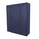 53” Portable Closet Storage Organizer Wardrobe Clothes Rack With Shelves Blue