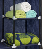 53” Portable Closet Storage Organizer Wardrobe Clothes Rack With Shelves Blue