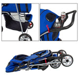Deluxe Folding 3 Wheel Pet Stroller w/Cup Holder Tray