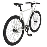 White/Blk 58CM Fixie Bike Steel Frame Single Speed Sport Road Track Bicycle
