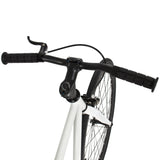 White/Blk 58CM Fixie Bike Steel Frame Single Speed Sport Road Track Bicycle