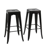 Metal Bar Stools Set of 2 Vintage Antique Style Counter Bar Stool French Black