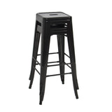 Metal Bar Stools Set of 2 Vintage Antique Style Counter Bar Stool French Black