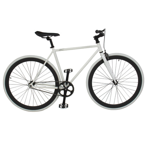 White 54CM Fixie Bike Steel Frame Single Speed Sport Road Track Bicycle