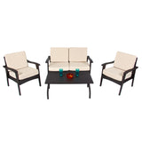 Outdoor Patio Furniture PE Wicker Luxury 4pcs Sofa Seating Set Yard Garden