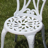 Outdoor Patio Furniture Orchid Design Cast Aluminum Bistro Set in White