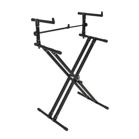 X Style Dual Keyboard Stand Electronic Piano Double 2-Tier Adjustable