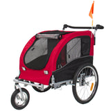 2 IN 1 Pet Dog Bike Trailer Bicycle Trailer Stroller Jogging w/ Suspension Red