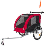 2 IN 1 Pet Dog Bike Trailer Bicycle Trailer Stroller Jogging w/ Suspension Red