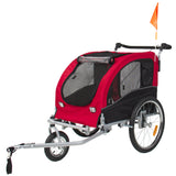 2 IN 1 Pet Dog Bike Trailer Bicycle Trailer Stroller Jogging w/ Suspension Red