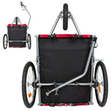 2 IN 1 Pet Dog Bike Trailer Bicycle Trailer Stroller Jogging w/ Suspension Red