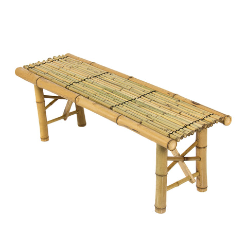 Bamboo Bench Tiki Tropical Coffee Table Bench Patio Room Bar Outdoor