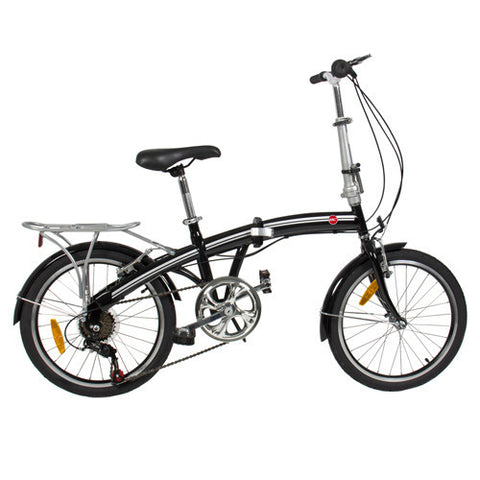 Folding Bike 20" Shimano 6 Speed Bike Fold Storage Black College School (Black)