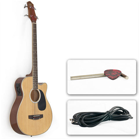 Electric Acoustic Bass Guitar Natural With Equalizer Solid Construction