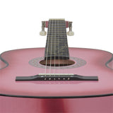 Beginners Acoustic Guitar With Guitar Case, Strap, Tuner and Pick Pink