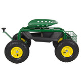 Garden Cart Rolling Work Seat With Tool Tray Heavy Duty Gardening Planting