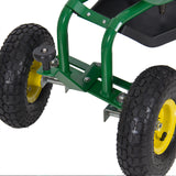 Garden Cart Rolling Work Seat With Tool Tray Heavy Duty Gardening Planting