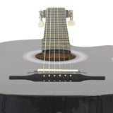 Black Acoustic Guitar Cutaway Design With Guitar Case, Strap, Tuner and Pick