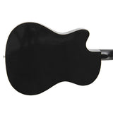 Black Acoustic Guitar Cutaway Design With Guitar Case, Strap, Tuner and Pick