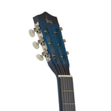 Blue Acoustic Guitar Cutaway Design w/ Guitar Case, Strap, Tuner and Pick