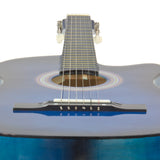 Blue Acoustic Guitar Cutaway Design w/ Guitar Case, Strap, Tuner and Pick