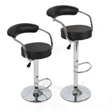 Bar Stools Leather Set of (2) Black Swivel Bar Pub Barstools Modern Design