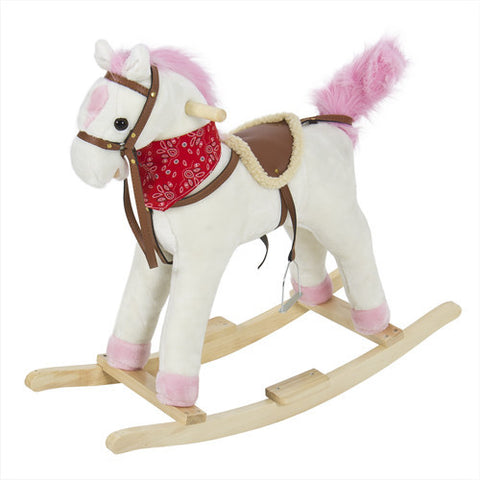 Rocking Horse Plush Pink With Sound Toy Girls Rocking Horse Solid Construction