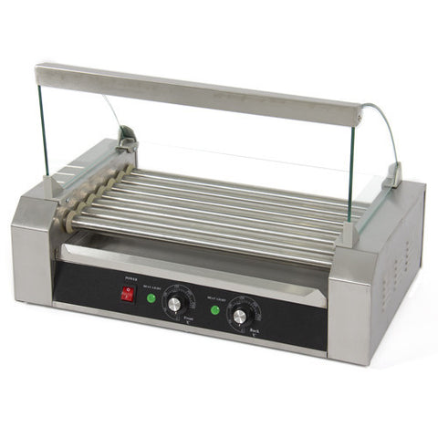 Hot Dog Rolling Grill Cooker W/ Glass Hood